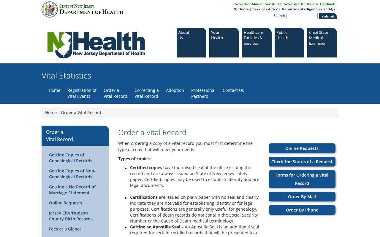 Woodbridge Township residents directory vital record ordering route